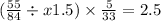 ( \frac{55}{84} \div x + 1.5) \times \frac{5}{33} = 2.5