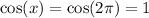 \cos(x) = \cos(2\pi) = 1