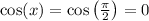 \cos(x) = \cos\left(\frac{\pi}{2}\right) = 0