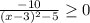 \frac{-10}{(x-3)^{2}-5 } \geq 0