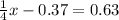 \frac{1}{4} x - 0.37 = 0.63
