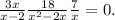 \frac{3x}{x-2}+\frac{18}{x^{2}-2x}+\frac{7}{x}=0.