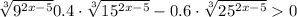 \sqrt[3]{9^{2x-5}}+0.4\cdot\sqrt[3]{15^{2x-5}}-0.6\cdot\sqrt[3]{25^{2x-5}}> 0