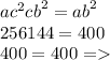  {ac}^{2} + {cb}^{2} = {ab}^{2} \\ 256 + 144 = 400 \\ 400 = 400 = >  