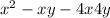  {x}^{2} - xy - 4x + 4y