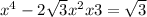  {x}^{4} - 2 \sqrt{3} {x}^{2} + x + 3 = \sqrt{3} 