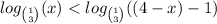  log_{ \binom{1}{3} }(x) < log_{ \binom{1}{3} }((4 - x) - 1) 
