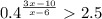 0.4 {}^{ \frac{3x - 10}{x - 6} } > 2.5