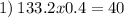 1) \: 13 + 3.2x + 0.4 = 40