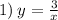1) \: y = \frac{3}{x} 