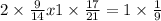 2 \times \frac{9}{14}x + 1 \times \frac{17}{21} = 1 \times \frac{1}{9} 
