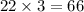 22 \times 3 = 66