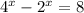 4^x-2^x = 8