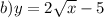 b)y = 2 \sqrt{x} - 5