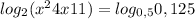 log_{2}(x^{2} +4x+11)=log_{0,5} 0,125