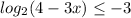 log_2 (4-3x) \leq -3