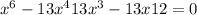 x^{6} -13x^{4} +13x^{3} -13x +12 =0