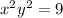x {}^{2} + y {}^{2} = 9