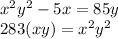 x {}^{2} + y {}^{2} - 5x = 8 + 5y \\ 28 + 3(x + y) = x { }^{2} + y {}^{2} 