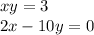 x + y = 3 \\ 2x - 10y = 0