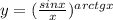 y=(\frac{sinx}{x} )^{arctgx}