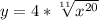 y=4*\sqrt[11]{x^{20} }