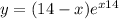 y = (14 - x) {e}^{x + 14} 