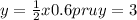 y = \frac{1}{2} x + 0.6 pru y = 3