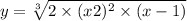 y = \sqrt[3 ]{2 \times (x + 2) { }^{2} \times (x - 1) } 