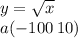 y = \sqrt{x} \\ a( - 100 \: 10)