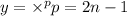 y = { \times }^{p} p = 2n - 1
