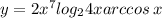 y = 2x {}^{7} + log_{2}4x + arccos \: x
