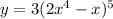 y = 3(2 {x}^{4} - x) {}^{5} 