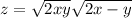 z=\sqrt{2x+y}+\sqrt{2x-y}