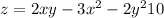 z= 2xy-3x^2-2y^2+10