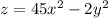 z = 4 + 5 {x}^{2} - 2 {y}^{2} 