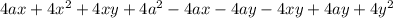 4ax+4x^2+4xy+4a^2-4ax-4ay-4xy+4ay+4y^2
