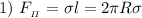 1) \ F_{_{\varPi}} = \sigma l = 2\pi R \sigma