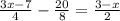 \frac{3x-7}{4}-\frac{20}{8}=\frac{3-x}{2}