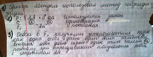 1)какой метод использовал г.мендель при изучении признаков у гороха? 2)написать схему скрещивания ро