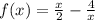 f(x)= \frac{x}{2} - \frac{4}{x}