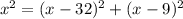 x^{2} = (x-32)^{2} +(x-9)^{2}