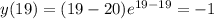 y(19)=(19-20)e^{19-19}=-1