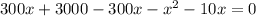 300x+3000-300x-x^2-10x=0