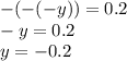 - ( - ( - y)) = 0.2 \\ - y = 0.2 \\ y = - 0.2