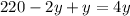 220-2y+y=4y