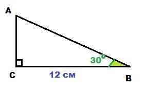 .(Длина катета прямоугольного треугольника равна 12 см, а градусная мера угла прилежащего к этому ка