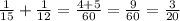 \frac{1}{15}+\frac{1}{12}=\frac{4+5}{60}=\frac{9}{60}=\frac{3}{20}