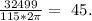 \frac{32499}{115*2\pi}=\ 45.