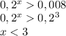 \\0,2^{x}0,008\\ 0,2^x0,2^3\\ x<3 